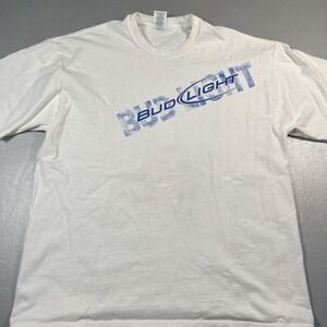 Bud Light Shirt Mens XL White Beer Advertising Graphic Tee T-Shirt Short Sleeve